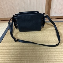 黒色リボン付きのショルダーバックの画像