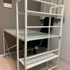 在宅用デスク(ガラス天板) 椅子付きの画像