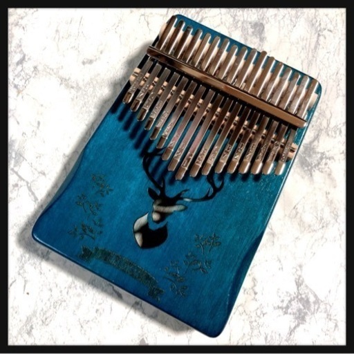 ご購入者様決定꒰未使用꒱アンティーク調 親指ピアノ 17音 カリンバ 青系 楽器 演奏