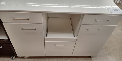 ★ジモティ割あり★  レンジ台 白 H89.5×D42×W119.5 クリーニング済み TJ531