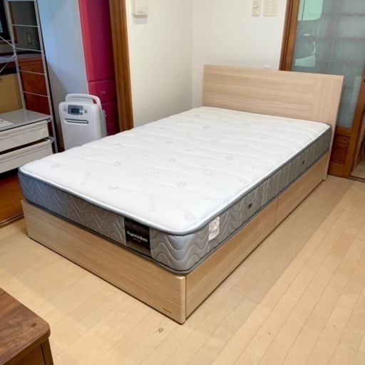 【超美品‼️】定価24万♪ 現行モデル フランスベッド セミダブルベッド 引き出し収納 ナチュラルブラウン♪