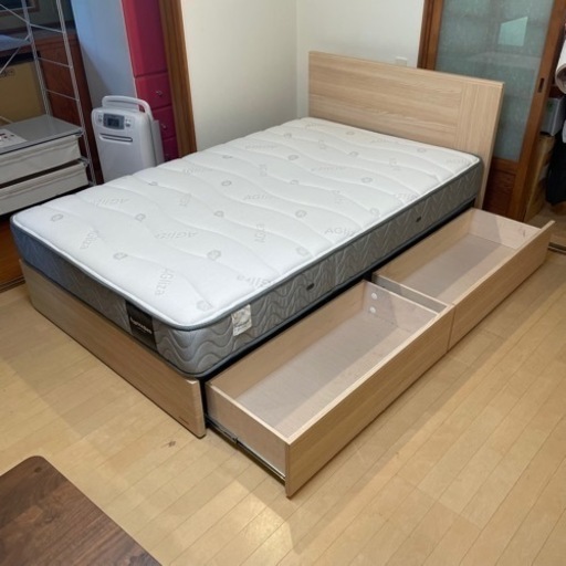 【超美品‼️】定価24万♪ 現行モデル フランスベッド セミダブルベッド 引き出し収納 ナチュラルブラウン♪
