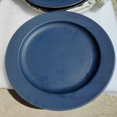 カフェプレート　グレー　ブラック　藍色　金紡　直径26センチ　sakuzan 作山窯　オシャレ皿　1枚¥200の画像