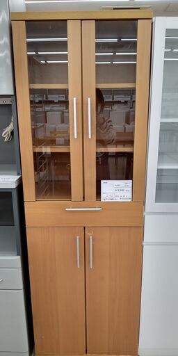 ★ジモティ割あり★  食器棚 茶 H179.5×D39×W59 クリーニング済み TJ541
