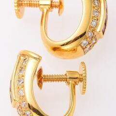 18KT ルビー・ダイヤモンド イヤリング 品番y21-459の画像