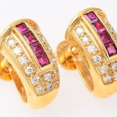 18KT ルビー・ダイヤモンド イヤリング 品番y21-459の画像