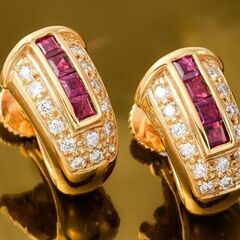 18KT ルビー・ダイヤモンド イヤリング 品番y21-459の画像