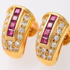 18KT ルビー・ダイヤモンド イヤリング 品番y21-459の画像