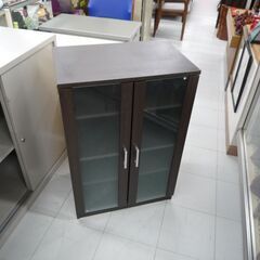 ミニ食器棚 ブラウン 収納棚 幅60cm キャビネット 苫小牧西店