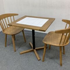 関家具 Toffy/トフィ タイル天板テーブル W60×H70cm アッシュ材 フレディ ダイニングチェア×2脚 ナチュラル 中古 店頭引取歓迎 R7108)