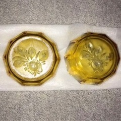 べっこう飴色　深皿　昭和レトロ　ガラスの画像