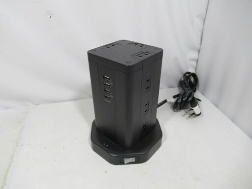 スイッチ式タップ/タワー型/ブラック/エルパ/ELPA/WBS-TW1204USB/中古品/J5239/