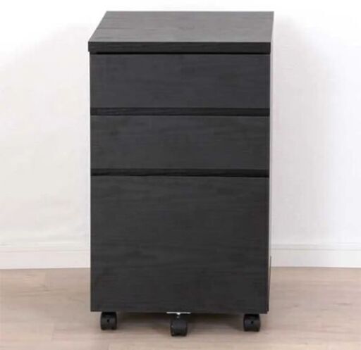 机下収納！ブラックデスクワゴンキャスター付