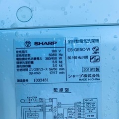ET2124番⭐️ SHARP電気洗濯機⭐️2019年製