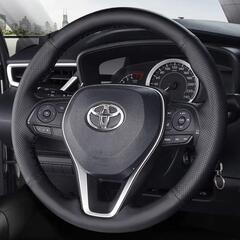 新品　トヨタ　RAV4　50系　現行型　クラウン　220系　カムリ　2018～　カローラ系　2018～　ステアリング　パンチングレザーカバー　本革の画像