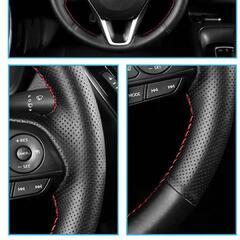 新品　トヨタ　RAV4　50系　現行型　クラウン　220系　カムリ　2018～　カローラ系　2018～　ステアリング　パンチングレザーカバー　本革の画像