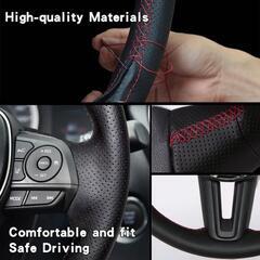 新品　トヨタ　RAV4　50系　現行型　クラウン　220系　カムリ　2018～　カローラ系　2018～　ステアリング　パンチングレザーカバー　本革の画像