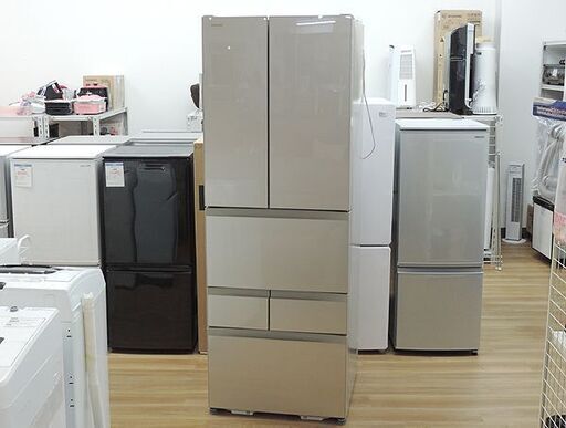 (Y)北大前! 札幌 引取 TOSHIBA/東芝 冷蔵庫 6ドア VEGETA/ベジータ FKシリーズ GR-K510FD(EC) サテンゴールド 2017年製 509L *パネル難有 現状品 中古