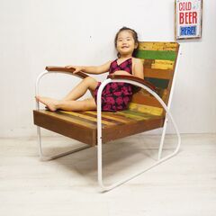 最終価格！アンティークボートウッド×アイアンチェア(１人掛け)2脚セットの画像