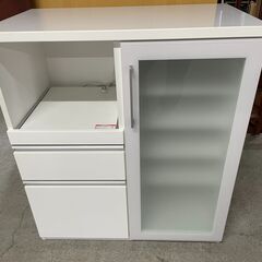 値下げ【美品】キッチンカウンター ガラス扉 艶ありホワイト 良品 早いもの勝ち！ 引取歓迎 配送OK 値下げ【美品】キッチンカウンター ガラス扉 艶ありホワイト