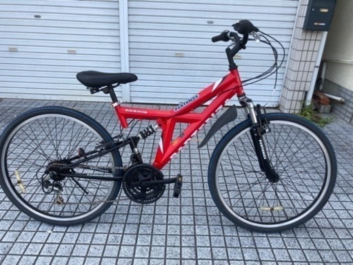 【26インチマウンテンバイク】3x6段変速　フロントとセンターにサスペンション付　若林自転車　膳所店　SALE中❗️