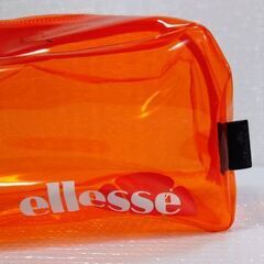【ちょっと訳アリ】エレッセ透明ポーチ🅱️小物収納／クリアオレンジ♻️ほぼ新品の画像