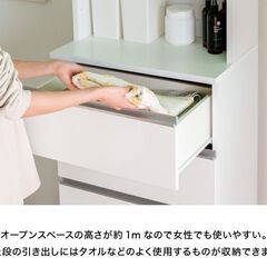 【国産　半完成品】ランドリーチェスト　ホワイト ハイタイプ 幅50cm 高さ180cm 奥行40cm サニタリーラックの画像