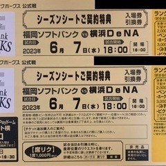 6/7(水)福岡ソフトバンクvs横浜DeNA ペア引換券
