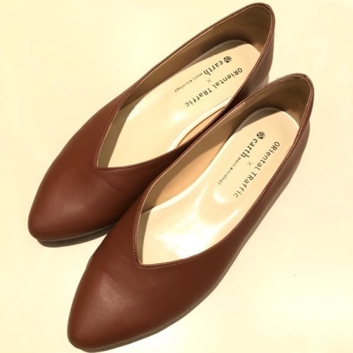 美品♡oriental traffic ポインテッドトゥフラットパンプス　ブラウン　dt
