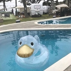 お値下げしました！浮き輪　透明　アヒル　新品の画像