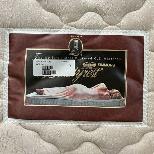 （中古）シモンズ ポケットコイル ダブルのマットレスとシモン製ベッドフレーム