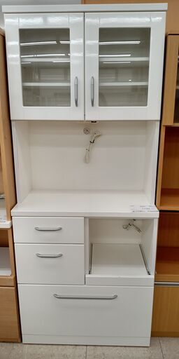 ★ジモティ割あり★  食器棚 白 H190×D42×W80 クリーニング済み TJ551