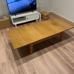 延長式　木製　ローテーブル　机の画像