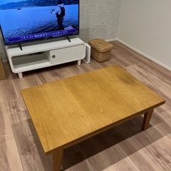延長式　木製　ローテーブル　机の画像