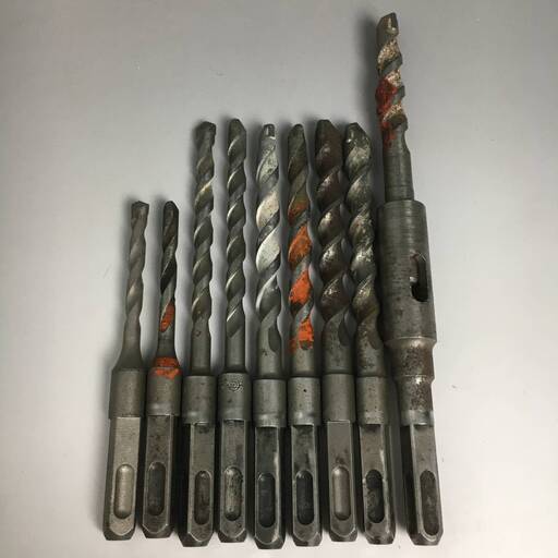 ut12/32【工具】日立/その他 ドリルビット 四角シャンク 9本セット 6.5/8.5/10.5/12.7 アダプタ 鉄工所 ドリル刃 DIY※現状品