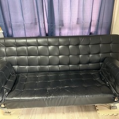 ソファベッド　黒　3人掛け