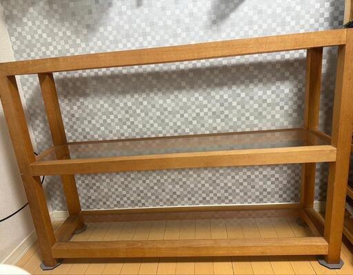 【再値下げ】大工さん手作りの棚ガラス天板（委託品）