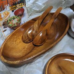 未使用！天然木 サラダボール＆小皿 セットの画像