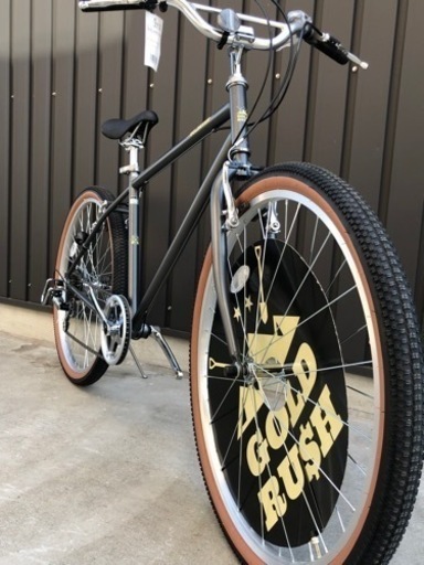新車☆BMX風クロスバイク【GOLD RUSH】極太タイヤ27.5 ゴールド
