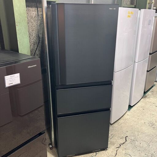 東芝 TOSHIBA 冷凍 冷蔵庫 GR-T33SC 3ドア 2022年製 326L 製氷機能付き ブラック●E044G005