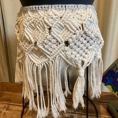 ポールプランタースタンド　マクラメ編み　ハンドメイドの画像