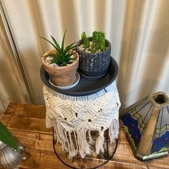 ポールプランタースタンド　マクラメ編み　ハンドメイドの画像