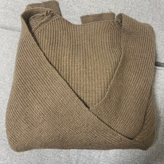冬物　BLUEEAST クロスニット　ブラウン　レディース　フリーサイズの画像