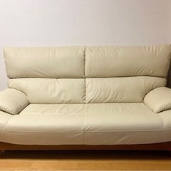 【使用浅★美品】3人掛け高級合皮ソファ　※オットマン付可