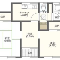 【茂原市戸建賃貸】5万円・2DK・広い庭付き・都市ガス・上下水道...