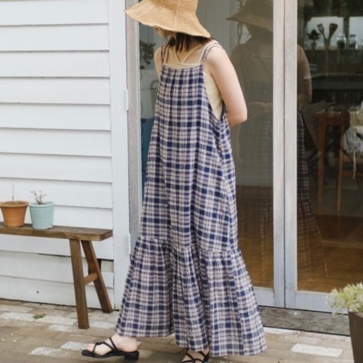 Kastane ティアードチェックキャミワンピース