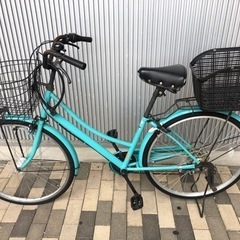 ママチャリ 26インチ ライムグリーン チャイルドシート付き 新潟県 引取 ママチャリ 26インチ ライムグリーン チャイルドシート付き 新潟県