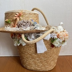 わら帽子とバスケット