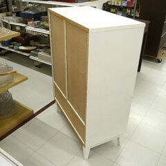 食器棚 幅75.5×奥行40×高109.5㎝ ホワイト キャビネット 収納棚 ロー