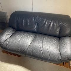取引中【0円】本革ローソファ&新品カバー